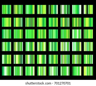 Vector collection of green gradients. colorful panel set , set of green squares