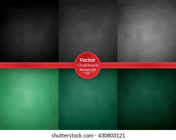 Vector collection of green, gray and black school chalkboard backgrounds.