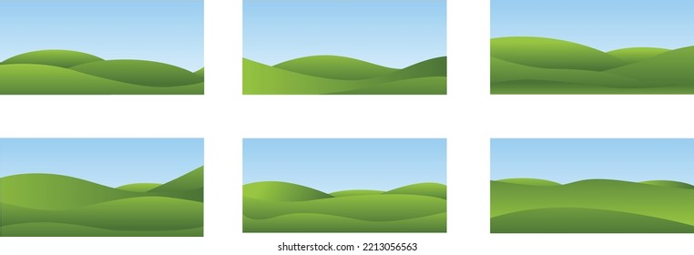Eine Vektorgrafik von grünen Hügellandschaften für Hintergründe und Kunstwerke