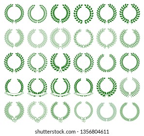 Vector colección de coronas de laurel verde sobre fondo blanco