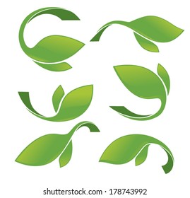 vector collection of green leaf signs and symbols