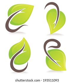 vector collection of green leaf signs and symbols