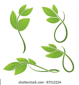 vector collection of green leaves
