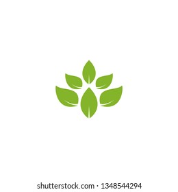 Vector collection with green leaves in flat style for icons and graphic design