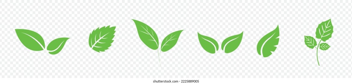 Colección de vectores con hojas verdes en estilo plano para iconos y diseño gráfico

