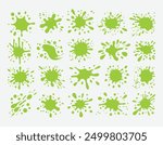 A vector collection of green splats for artwork compositions.