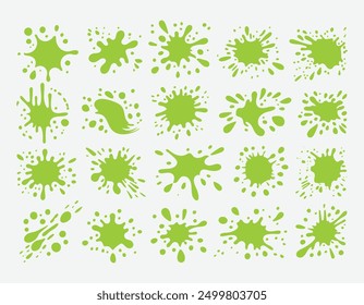 A vector collection of green splats for artwork compositions.