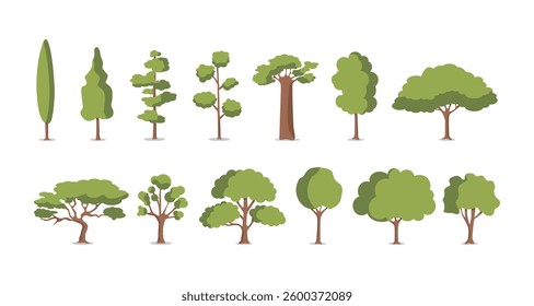 vector collection of green tree vector icon illustration