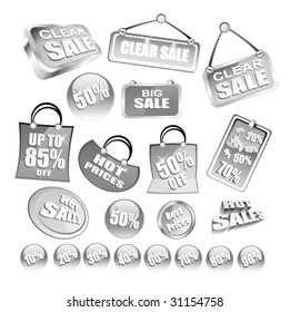 VECTOR Collection of Grey Xmas Price tag or sticker to use for advertise discounts