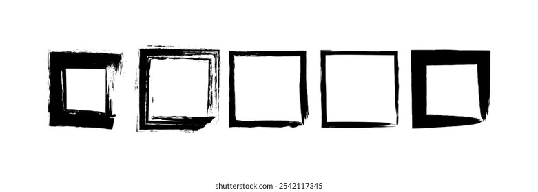 Vector collection of grunge square borders and frames, hand-drawn for graphic design use