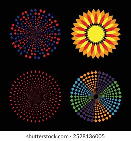 Diseño de efecto de semitono de colección de Vector y patrón de diseño de círculo retro para su idea de diseño