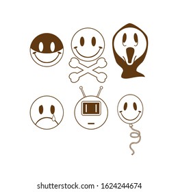 Vector Collection of Halloween Faces. The nightmare before christmas. Smile face icons for web design silhouette set. Eps10 vector illustration.