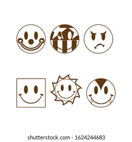 Vector Collection of Halloween Faces. The nightmare before christmas. Smile face icons for web design silhouette set. Eps10 vector illustration.