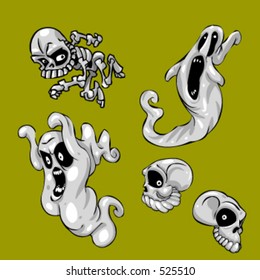 vector collection of halloween ghosts and skeletons. This is Part I, of my Ghosts collection.