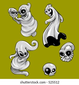 vector collection of halloween ghosts and skeletons. This is Part III, of my Ghosts collection.