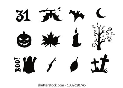 Vector collection of Halloween night silhouettes ,icons and characters