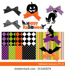 Vector Collection of Halloween ornament. Pattern Backgrounds