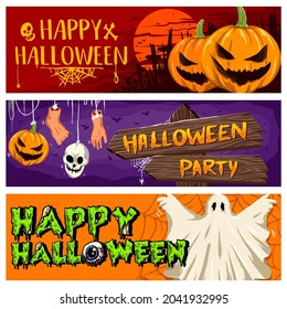 vector collection of Halloween party banner