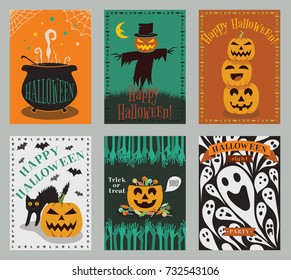 Vector collection of Halloween party invitation or greeting cards