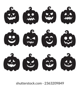 vector collection of halloween pumpkin silhouette by sem.studio