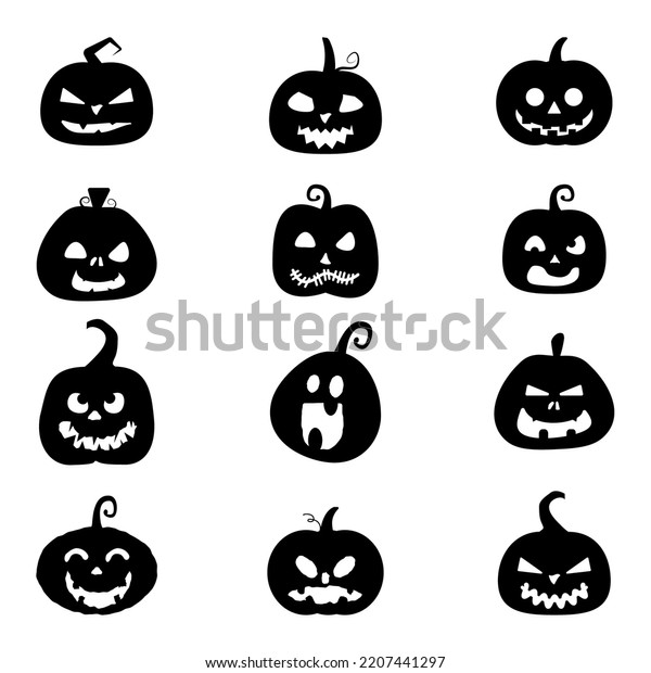 Vector Collection Halloween Pumpkin Silhouette Isolated Stock Vector Royalty Free 2207441297