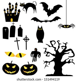 vector collection of halloween silhouettes
