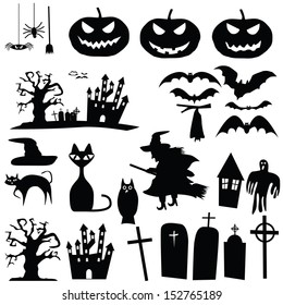 vector collection of halloween silhouettes