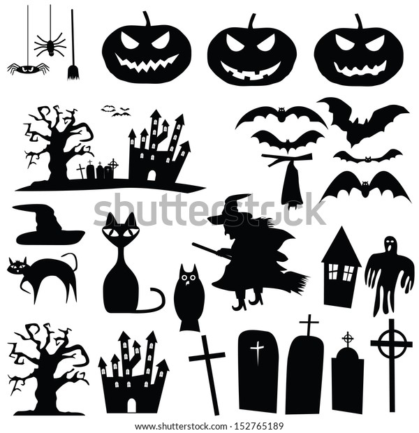 Vector Collection Halloween Silhouettes Stock Vector (Royalty Free ...