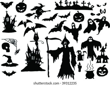 vector collection of halloween silhouettes - more available