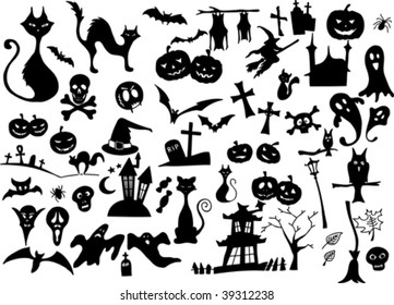 vector collection of halloween silhouettes - more available