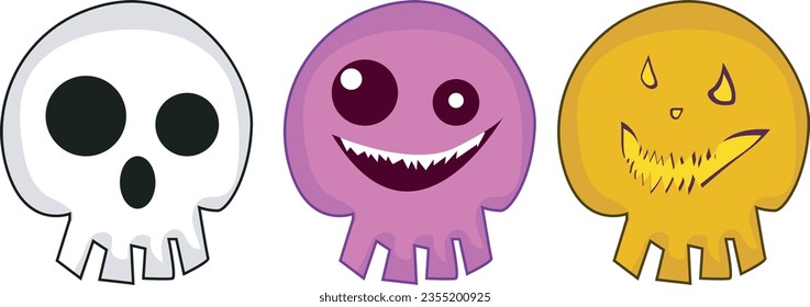 vector collection of Halloween skulls