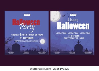 vector collection Halloween social media post template for celebration 31 October