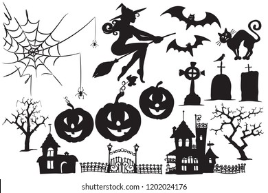 Vector collection of Halloween symbols and characters