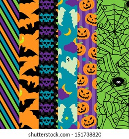 Vector Collection of Halloween Themed Seamless Tileable Backgrounds