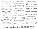 Vector collection of hand drawn borders in sketch style. Floral and abstract dividers for your design.