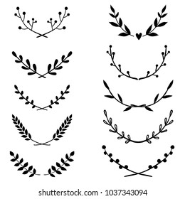 Vector collection of hand drawn borders in sketch style. Floral and abstract dividers for your design. Doodle design elements