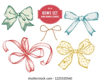 Vector collection of hand drawn bows