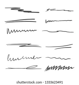 Vector collection of hand drawn brush lines