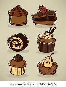 vector collection of hand drawn cakes