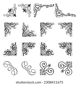 Vector collection of vector hand drawn corners for design frames invitations greeting cards