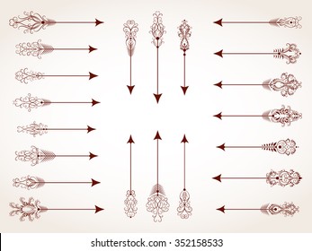 Vector collection of hand drawn decorative arrows and pointers.