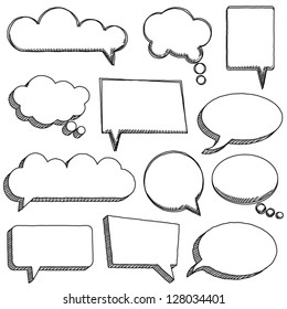 Vector Collection of Hand Drawn Doodle Style Speech Bubbles