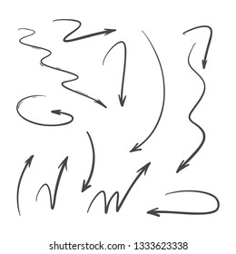 Vector collection of hand drawn doodle arrowss on white background