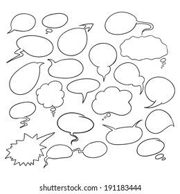 Vector Collection of Hand Drawn Doodle Style Speech Bubbles