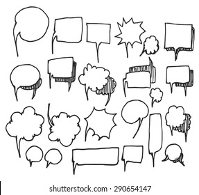 Vector Collection of Hand Drawn Doodle Style Speech Bubbles
