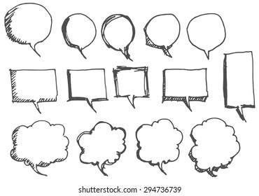 Vector Collection of Hand Drawn Doodle Style Speech Bubbles