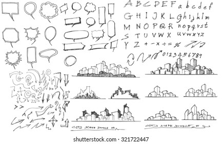 Vector Collection of Hand Drawn Doodle Style Speech Bubbles