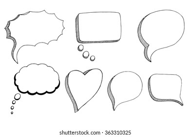Vector Collection of Hand Drawn Doodle Style Speech Bubbles