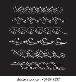 Vector collection of hand drawn doodle friezes for postcards, suggestions, decorations and other types of your design . Horizontal band.Real pastel texture.