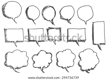 Vector Collection of Hand Drawn Doodle Style Speech Bubbles